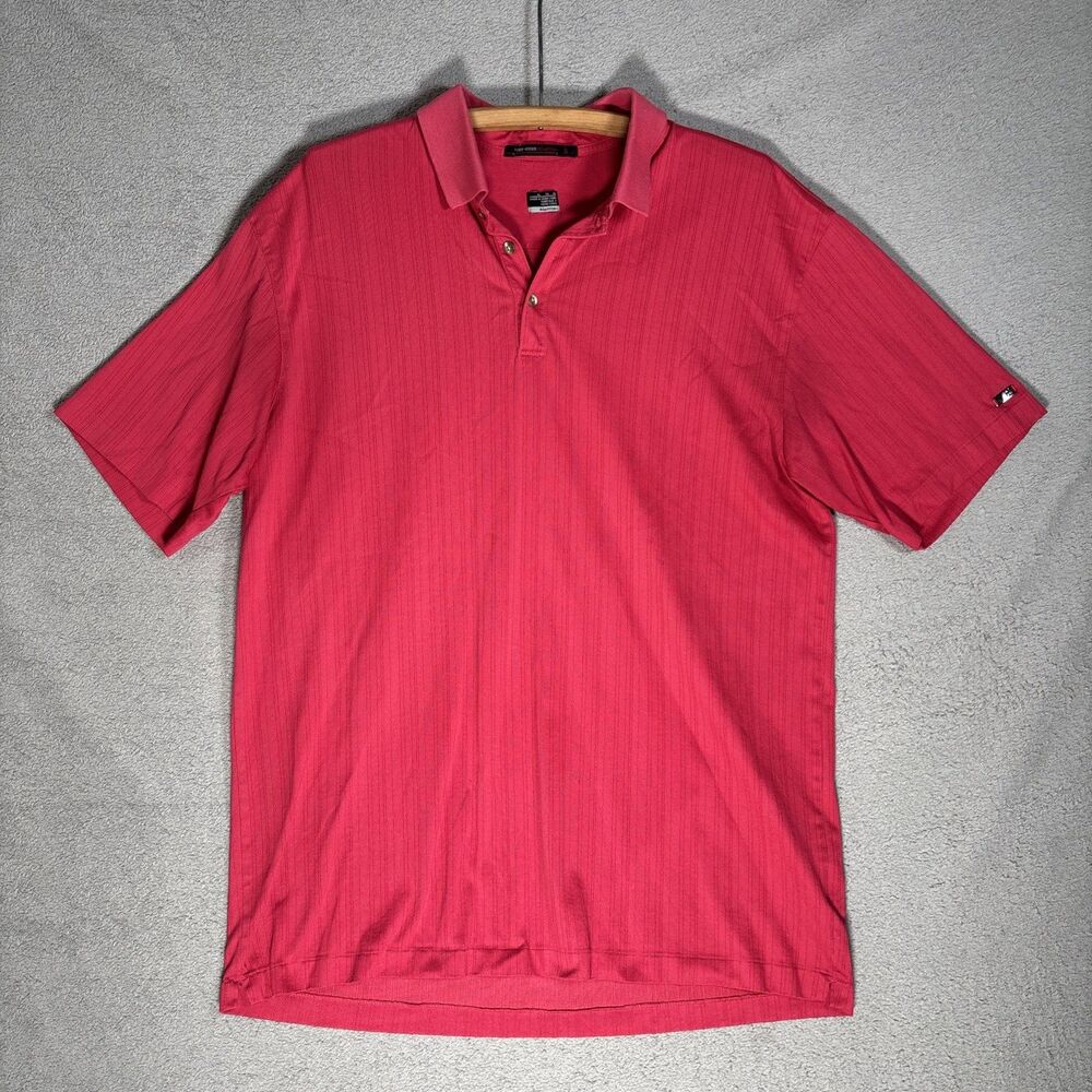 Nike Dri Fit Tiger Woods Collection Polo‎ Shirt Men’s Size XL Red Ribbed Golf